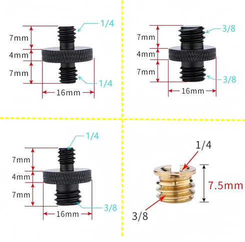 17PCS Camera Screw Adapter Set 1/4 Inch and 3/8 Inch Thread Screws Tripod Converter Mount for DSLR/Monopod/Light/Microphone/Action Camera...