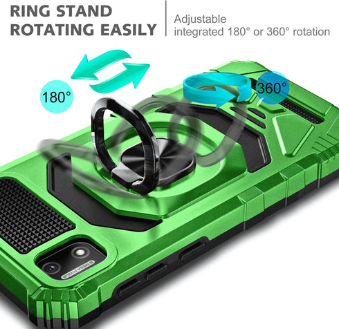 Designed for Cloud Mobile Stratus C7 Case, Full-Body Protective Military-Grade, Magnetic Ring Holder Cover Case with Tempered Glass Screen Protect...