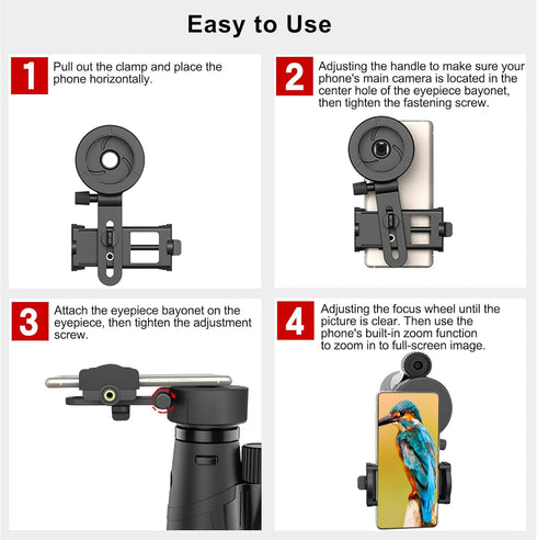 Eyeskey Universal Phone Adapter - Capture Stunning Moments with Your Smartphone through Binoculars, Monoculars, Scopes, Telescopes, and Microscope...