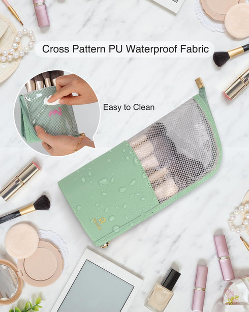 MONSTINA Makeup Brush Organzier Bag,High Capacity Portable Stand-Up Makeup Brush Holder,Professional Artist Makeup Brush Sets Case Waterproof Dust...