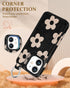 Shorogyt for iPhone 12 Wallet Case with Card Holder, Designer Black Flower Pattern Kickstand Magnetic Clasp Back Flip Folio Leather Phone Cases fo...