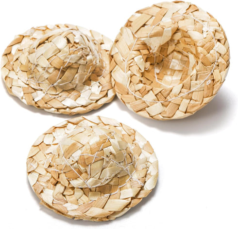40 Pieces Mini Straw Hats, Tiny Straw Hats for Mini Doll, 2 Inch Straw Mini Cowboy Hat for Crafts, Miniature Knitting Straw Hat for DIY, Pets, Par...