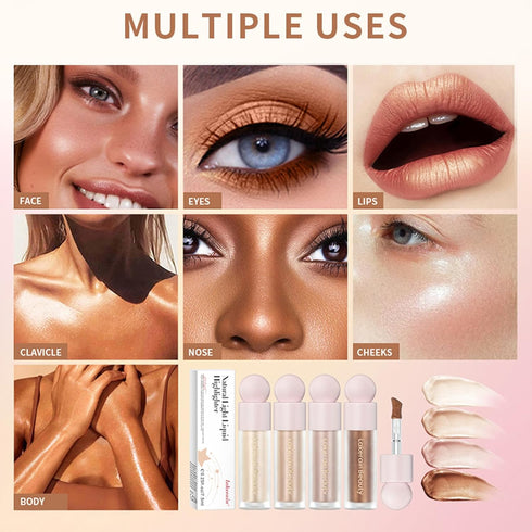 Liquid Highlighter Stick,Natural Face Luminizer Stick,Long Lasting Face Illuminator Highlight Stick,Waterproof Face Shimmer Stick,01...