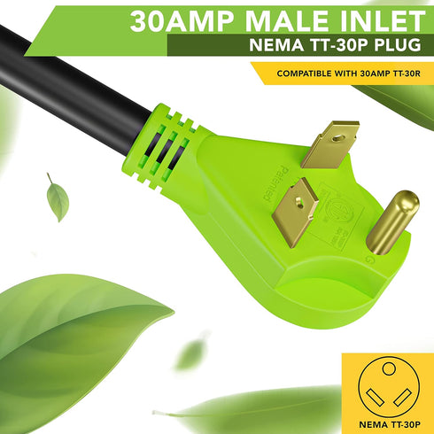 30 Amp Male to 15 Amp Female Dogbone Adapter RV Electrical Converter Cord Cable (30A Male - 15A Female)...