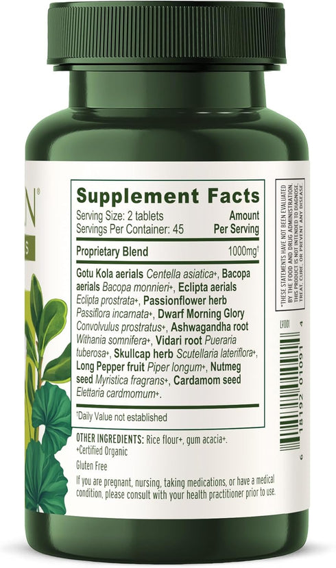 Banyan Botanicals Mental Clarity – Organic Supplement with Gotu Kola & Bacopa – Supports Healthy Cognitive Function & Mental Performance* – 90 Tab...