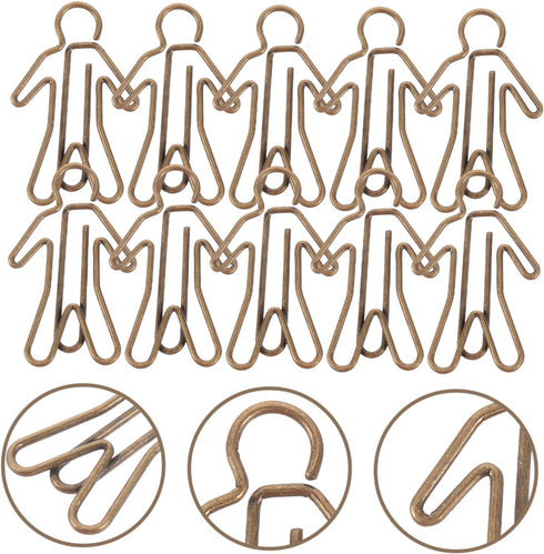 20pcs Office Paper Clip Human Shaped Paper Clips Funny Paper Clip Funny Bookmark File Paper Clips Lovely Paper Clips Christmas Bookmarks Metal Pap...