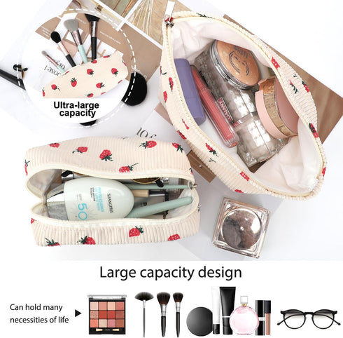 Makeup Bag 3 Pieces Large Capacity Checkered Cosmetic Bag Canvas Travel Toiletry Bag Organizer Cute Makeup Bag Pouch Storage Bag for Women(Beige S...