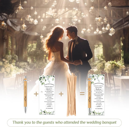 36 Sets Wedding Favors for Guest Bridal Shower Bamboo Pens Thank You Cards with Twine Wedding Favors Bulk Retractable Ballpoint Pen Black Ink for ...