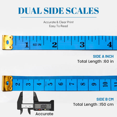 Tape Measure Body Measuring Tape 3 Pack Soft Fabric Measuring Tape for Sewing Cloth Measurement,Double Scale Tailor Ruler for Weight Loss (Blue)...