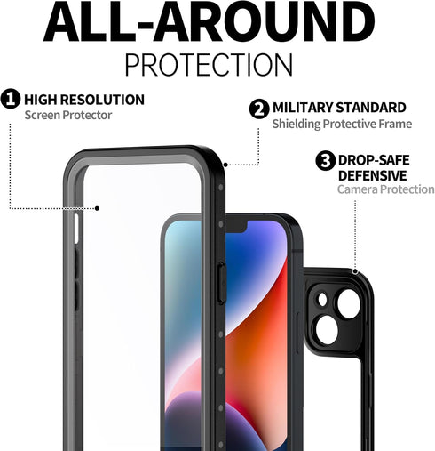 BEASTEK Waterproof iPhone 14 Case Shockproof Dustproof IP68 Underwater, NRE Series with Built-in Screen Protector Full Body Anti-Scratch Cover for...