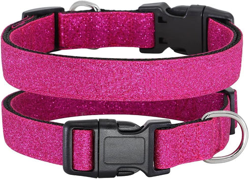 Glittering Basic Dog Collar, Comfy & Durable Dog Collar for Small Medium Large Dogs with Eco-Friendly Plastic Buckle, Adjustable Stylish Nylon Dog...