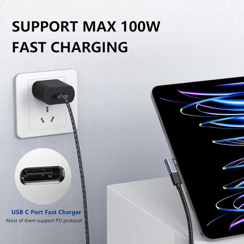 ELUTENG 90 Degree USB C Adapter 3 Pack 100W Right Angle USB Type C Male to Female 8K@60Hz Connector 40Gbps USB-C Extender Compatible with Steam De...