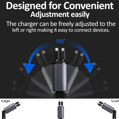 Retractable USB C Car Charger 4-in-1, 120W with 2.6ft Type C Cable, QC 3.0 & PD 3.0 Super Fast Charging for iPhone 12/13/14/15, Samsung Galaxy, iP...