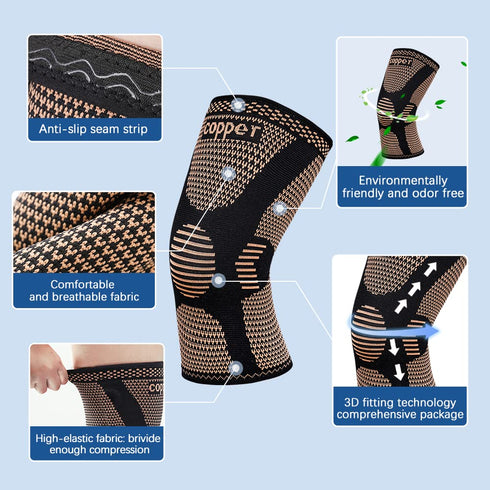 2-Pack Knee Compression Sleeves for Pain Relief & Support During Sports & Weightlifting - Non-Slip Braces for Men & Women, Perfect for ACL, Arthri...