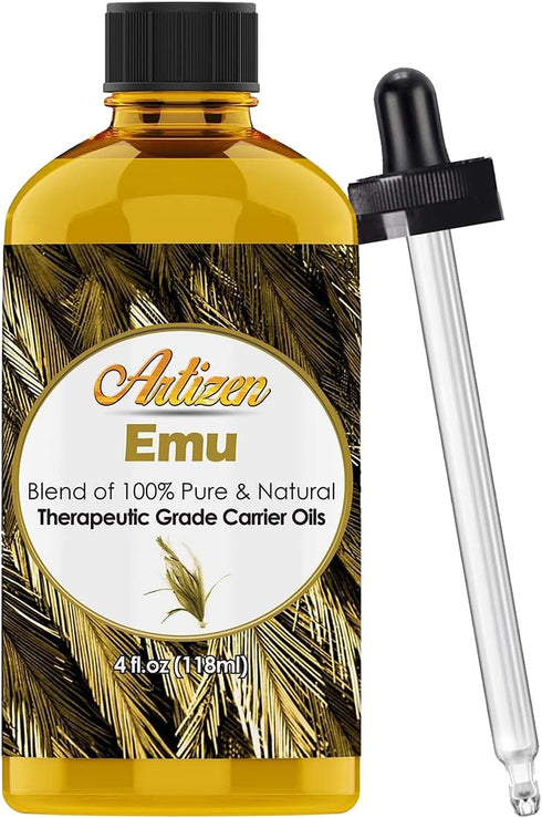 Artizen 4oz Emu Oil - Premium Blend of 100% Pure & Natural Carrier Oils - Perfect for Diluting Essential Oils, Shampoo, Conditioner, Soap, and Lot...