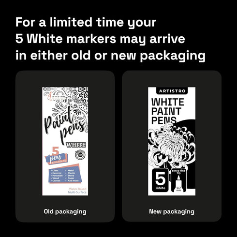 ARTISTRO White Paint Pen for Rock Painting, Stone, Ceramic, Glass, Wood, Tire, Fabric, Metal, Canvas. Set of 5 Acrylic Paint White Marker Water-ba...