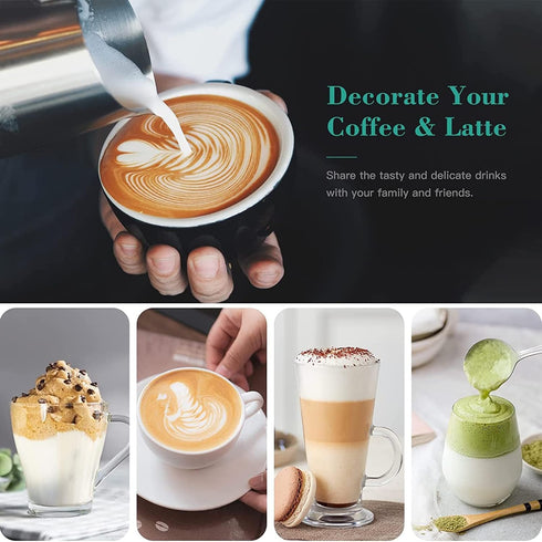 Rechargeable Milk Frother, 3-Speed Electric Handheld Frother for Coffee with 2 Whisks and Coffee Decoration Tool, Coffee Frother Mixer, Stand-up D...