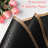 Goviw Floral Wrapping Paper 20 Sheets Waterproof wrap paper 22.5x22.5 inch(Black&Gold Edge) + 12 pcs 3D golden butterfly stickers DIY Crafts Flora...
