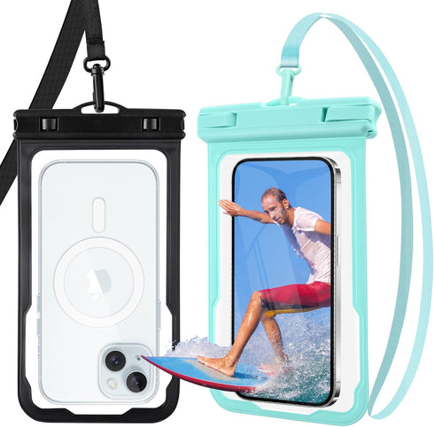 2 Pack Waterproof Phone Pouch, Up to 7.2" Waterproof Phone Case for iPhone 15 14 13 12 Pro Max Samsung Google, IPX8 Cellphone Dry Bag for Snorkeli...