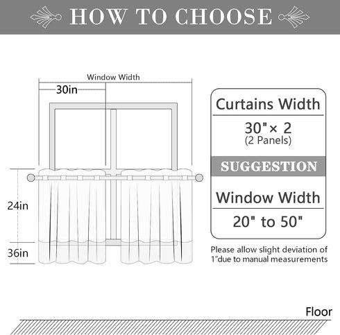 MRTREES Voile Sheer Tier Curtains, Floral Embroidered Kitchen Tiers Rod Pocket, Multi Color Cafe Curtain Tiers Small Half Window Treatment for Bat...