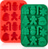 Christmas Silicone Chocolate Molds, 2PCS Holiday Gummy Candy Molds Santa Clause Christmas Tree Snowman Gingerbread Man Baking Molds for Jello, Ice...