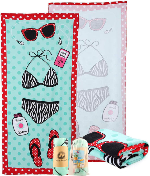 Microfiber Beach Towels - Oversized Beach Blanket Towel Portable Ultra Soft Super Water Absorbent Multi-Purpose Beach Throw Towel for Adults Girls...