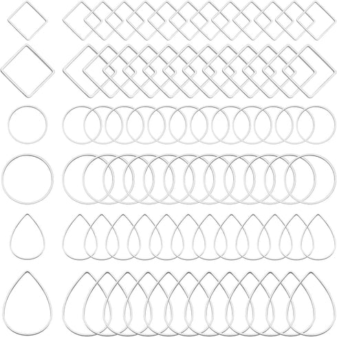 Ximalun 120Pcs Earring Hoops for Jewelry Making,Earring Finding Hypoallergenic Earrings Beading Hoop Bulk Open Bezel Pendant Frame Teardrop Square...