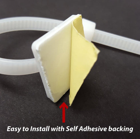Cable Tie Mounts (25mm x 25mm) Self ADHESIVE Clips Wire Tie Base - Premium Grade Strength Screw-Hole Anchor Point Provides Optimal Strength (100 C...