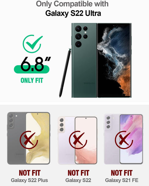 Poetic Spartan Case for Samsung Galaxy S22 Ultra 5G 6.8 inch, Built-in Screen Protector Work with Fingerprint ID, Full Body Rugged Shockproof Prot...