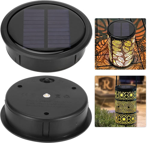 2 PCS Upgraded Solar Light Replacement Top for Outdoor Hanging Lanterns, 4.13 inch Warm White LED Solar Panel Lantern Lid Lights Parts, DIY Home G...