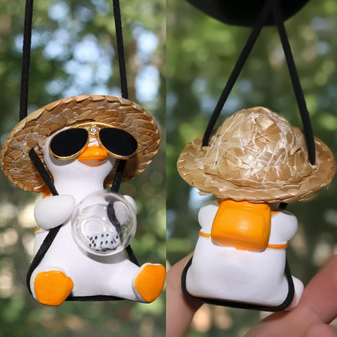 2PCS Swinging Ducks Car Hanging Ornament Interior Rearview Mirror Accessories Car Pendant Rearview Mirror Decoration Gift (Sunglasses and Dice)...