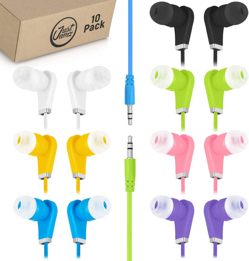Bulk Earbuds Bits, 10 Pack of Colorful in-Ear Earbuds, 3.5mm Stereo in-Ear Earphones, Bulk Earbuds, Disposable Headphones, Multi-Color Earphones f...