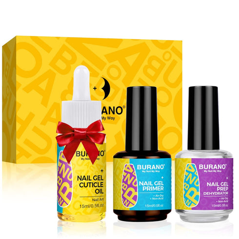 BURANO Gel Nail Polish Primer, Long Lasting Acid Free Natural Nail Prep Dehydrate Bond Primer for Acrylic Nails and Gel Polish, Acrylic Nail Prime...