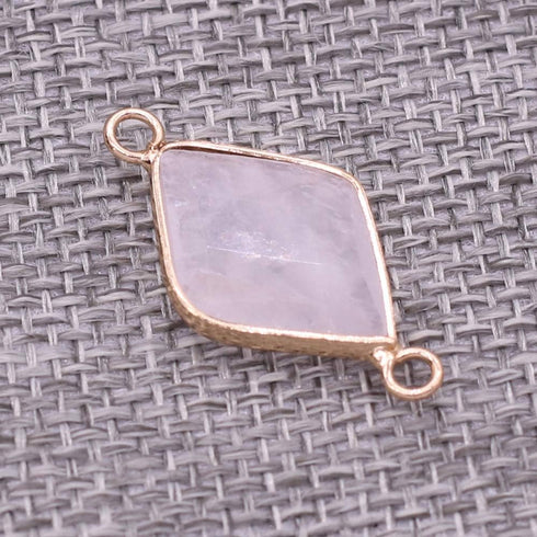 6PCS Natural Stone Pendant Charms,Quadrilateral Shape Random Color Mix Stone Connector Necklace Links Pendants Healing Crystal Quartz Chakra Reiki...