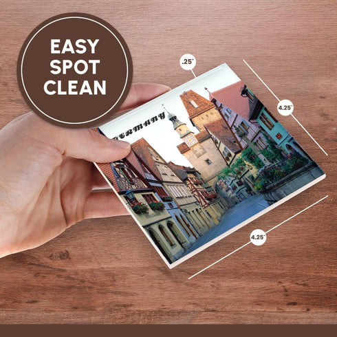 3dRose CST_80866_3 Quaint Rothenburg Germany Ceramic Tile Coasters, Set of 4...