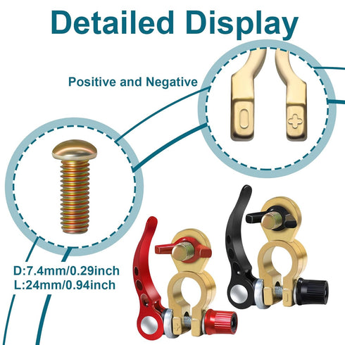 2 PCS Battery Terminals, Battery Terminal Connectors, Quick Release Battery Terminal, Car Battery Terminal...