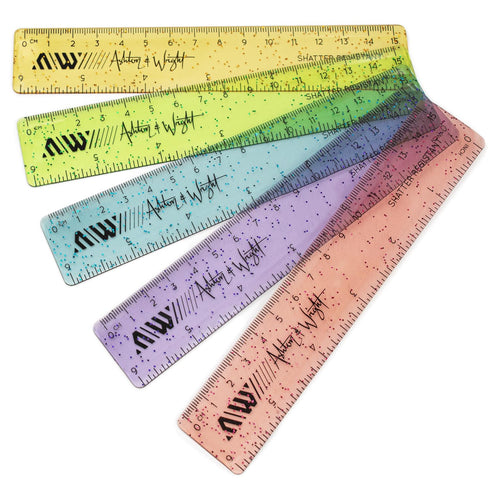 Ashton and Wright - 6 Inch / 15cm Rulers - Shatter Resistant (Glitter, Pack of 5)...
