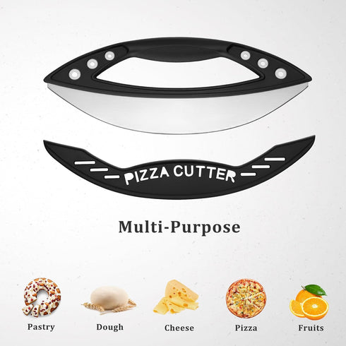 Pizza Cutter, 12" Pizza Cutter Rocker with Blade Cover For Kitchen And Commercial Use, Stainless Steel Pizza Knife Slicer for all Types of Quesadi...