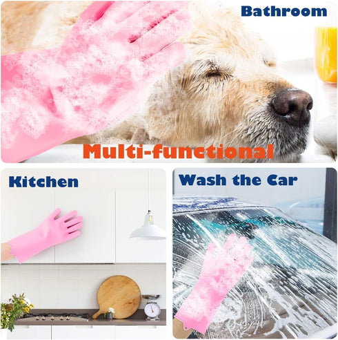 Sene Pet Grooming Gloves, Silicone Gloves Dog Bathing Supplies Hair Removal Gloves, High Density Teeth Bathing Shampoo Shedding Bath Brush Scrubbe...