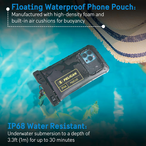 Pelican 2 Pack Marine - IP68 Waterproof Phone Pouch (Regular Size)-Floating Waterproof Phone Case For iPhone 15 Pro Max/ 14 Pro Max/ 13 Pro Max/ 1...