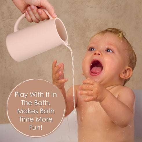 Baby Bath Rinse Cup, Food Grade Silicone Body Washing Rinser Cup (Pink)...