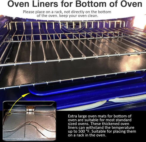 Large Oven Liners for Bottom of Oven, 3 Pack Heavy Duty Oven Mat Set, Thick Oven Liners for Bottom of Electric Oven, Reusable Oven Protector Liner...