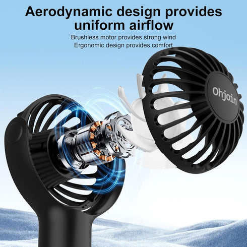 2 IN 1 Mini Portable Handheld Fan with Keychain Stand, Personal Powerful Cooling Fan, Small Battery Operated Table Fan, Quiet Hand Fan, USB Rechar...