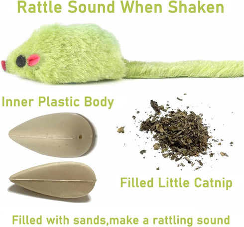 12PCS Cat Mouse Toys,Faux Fur Cat Mice Toys with Plastic Body, Interactive Catnip Toys for Indoor Cats,Perfect for Kittens, Cats, and Puppies!…...