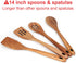 4-Piece 14" Large Wooden Utensils Set for Cooking Spatula Long Handled Slotted Spoon Non-Stick Utensil Slotted Turner Mixing Spoons with Hole Best...