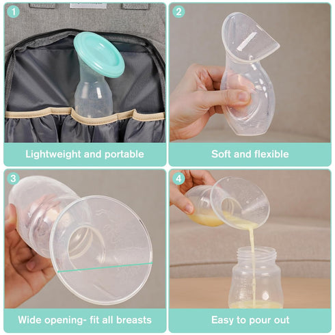 Bumblebee Manual Breast Pump with Breastfeeding Milk Saver Stopper& Lid in Gift Box Food Grade Silicone BPA PVC and Phthalate Free 3.04oz/90ml...