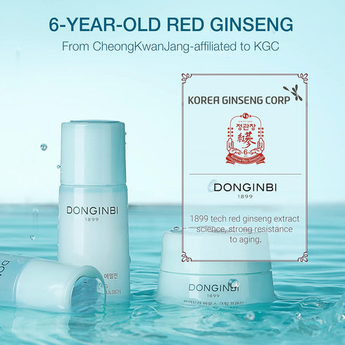 DONGINBI Red Ginseng Hydra Bounce Cream Fresh Travel Kit - Hydrating and Nourishing Skincare Set- Hydra Bounce Softener 15ml, Emulsion 15ml, Cream...
