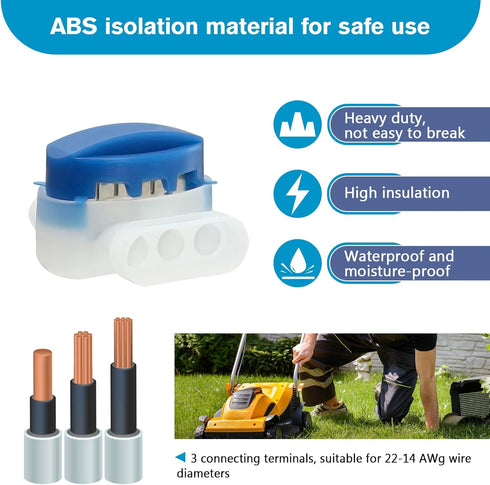 GWHOLE Wire Connectors Electrical IDC 314-Box Waterproof Boundary Perimeter Wire Coupler Wiring Repair Accessory for Electric Fence Landroid Robot...