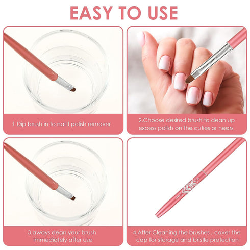 Nail Clean Up Brush, 3PCS Nail Art Clean Up Brushes Nail Painting Brushes Nail Remover Brush Nail Pen Painting Tools for Nail Art Design Manicure ...