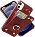 iPhone 11 Wallet Case with Credit Card Holder,Leather Shockproof Protective Phone Cover Supports 360°Rotation Ring Stand and RFID Blocking for App...